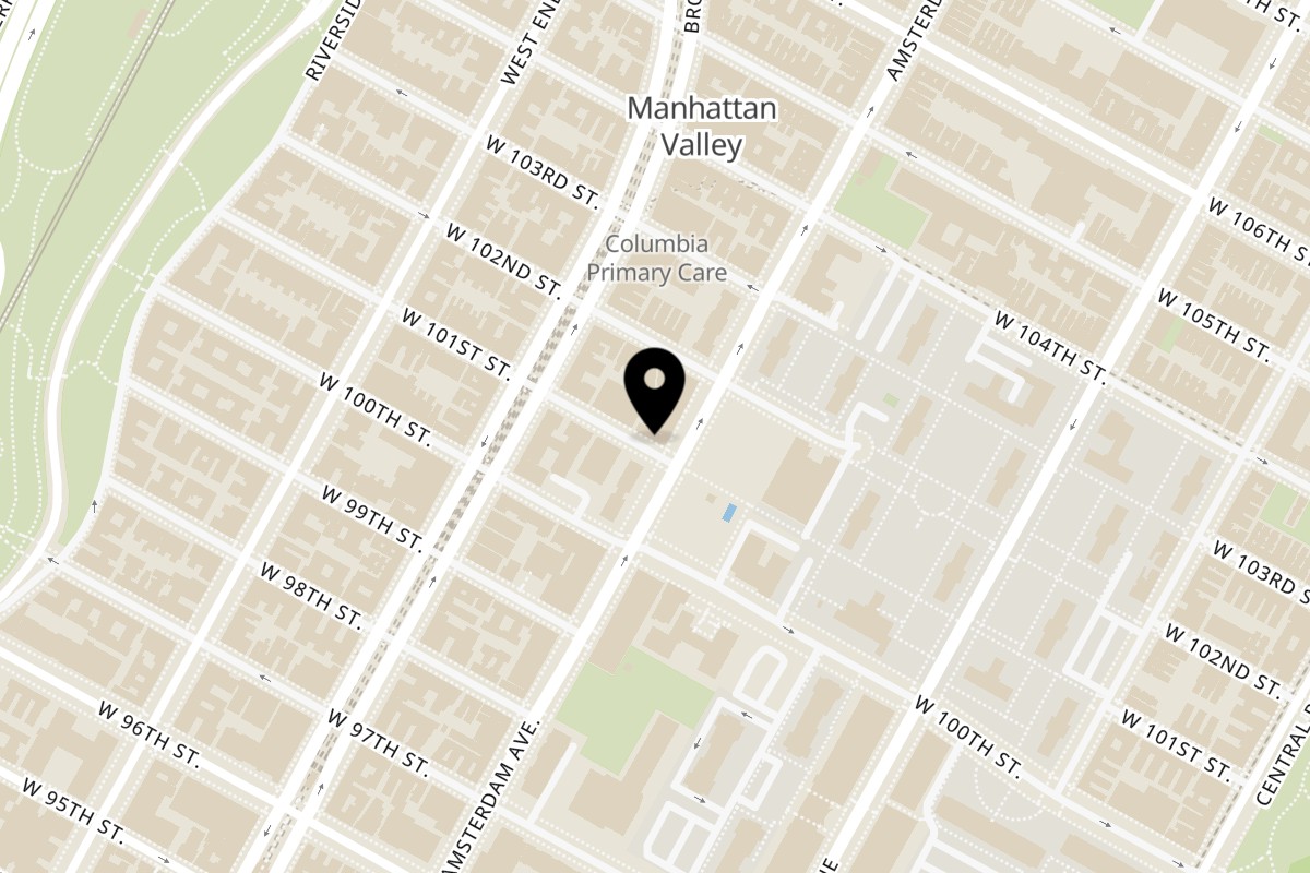 Map showing the location of Noche Mexicana on 842 Amsterdam Ave in New York